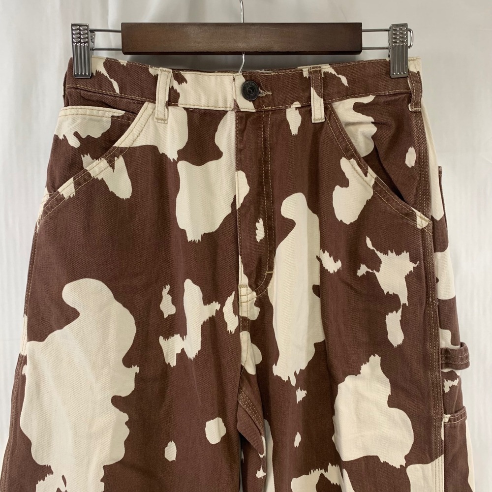 BDG Carpenter Pants Womens W27 Brown Cow Print Juno High Rise Wide Leg Utility - Picture 2 of 12